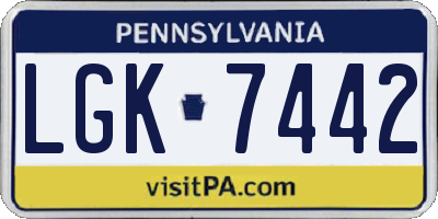 PA license plate LGK7442