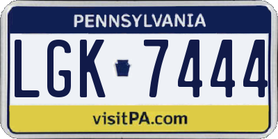 PA license plate LGK7444