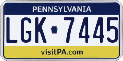 PA license plate LGK7445