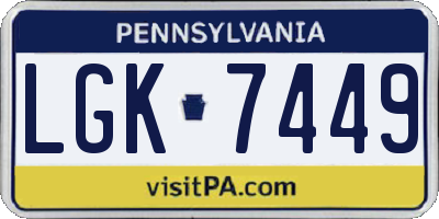 PA license plate LGK7449