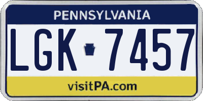 PA license plate LGK7457