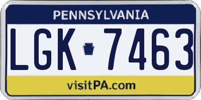PA license plate LGK7463