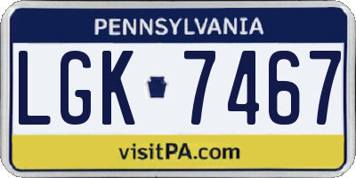 PA license plate LGK7467