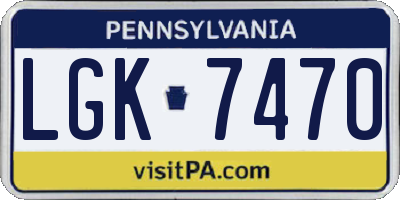 PA license plate LGK7470
