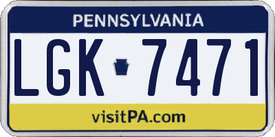 PA license plate LGK7471
