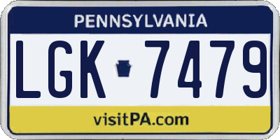 PA license plate LGK7479