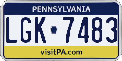PA license plate LGK7483