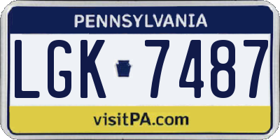 PA license plate LGK7487