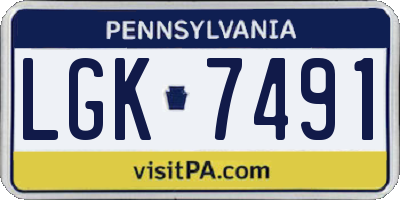 PA license plate LGK7491