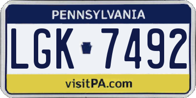 PA license plate LGK7492