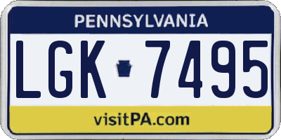 PA license plate LGK7495