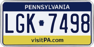 PA license plate LGK7498
