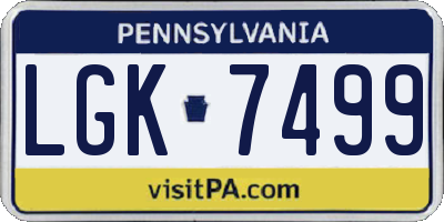 PA license plate LGK7499