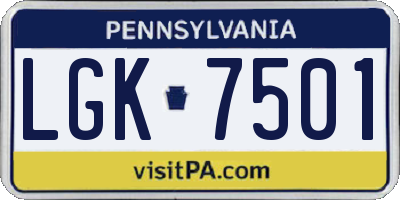 PA license plate LGK7501