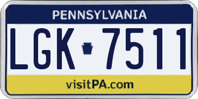 PA license plate LGK7511