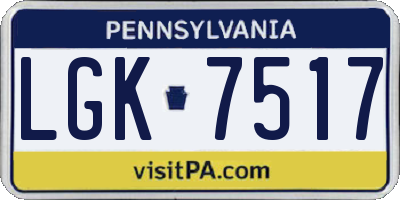 PA license plate LGK7517