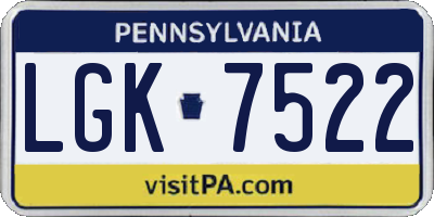PA license plate LGK7522