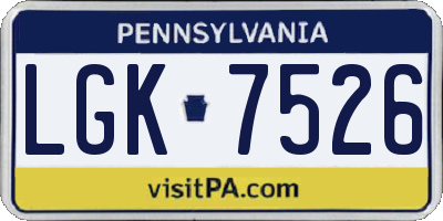 PA license plate LGK7526