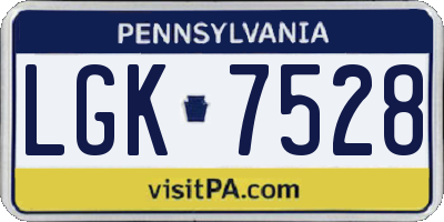 PA license plate LGK7528