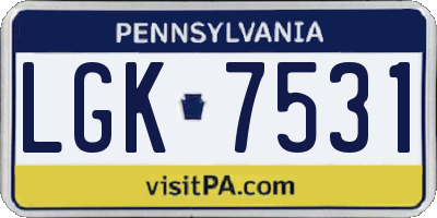 PA license plate LGK7531