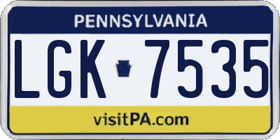 PA license plate LGK7535