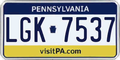 PA license plate LGK7537