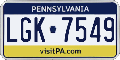 PA license plate LGK7549