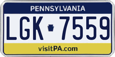 PA license plate LGK7559