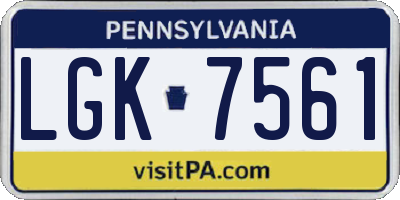 PA license plate LGK7561