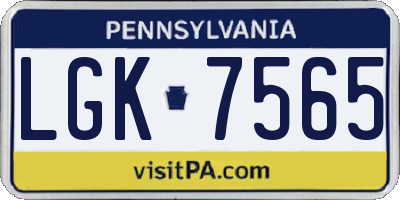 PA license plate LGK7565