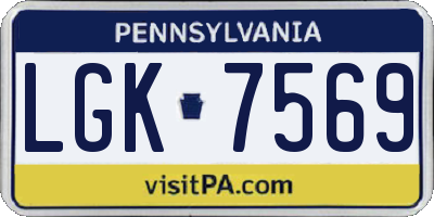 PA license plate LGK7569