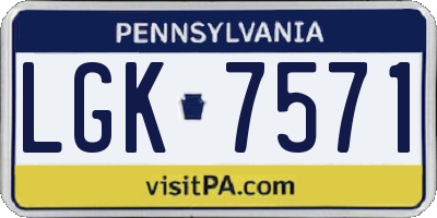 PA license plate LGK7571