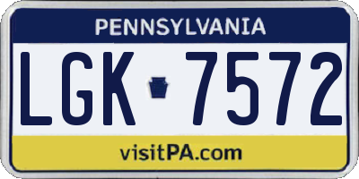 PA license plate LGK7572