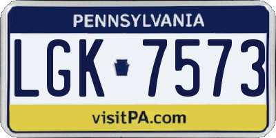 PA license plate LGK7573