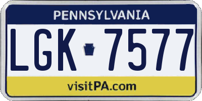 PA license plate LGK7577