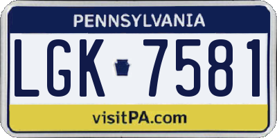 PA license plate LGK7581