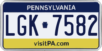 PA license plate LGK7582