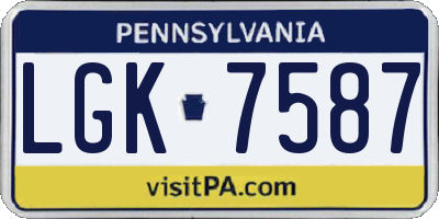 PA license plate LGK7587