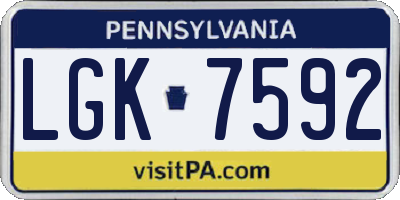 PA license plate LGK7592
