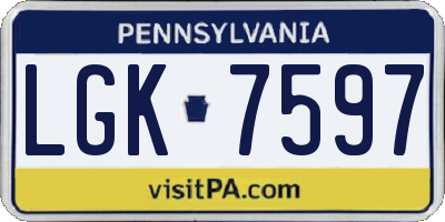 PA license plate LGK7597