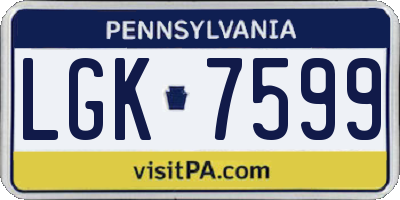 PA license plate LGK7599