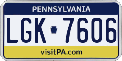 PA license plate LGK7606