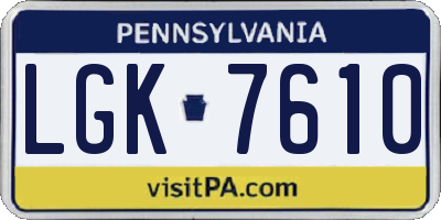 PA license plate LGK7610