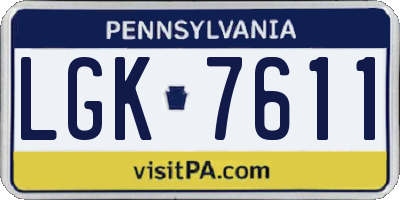 PA license plate LGK7611
