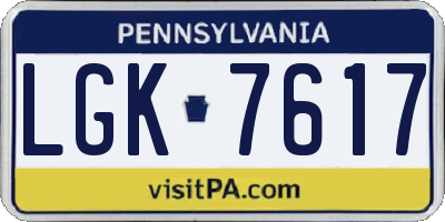 PA license plate LGK7617