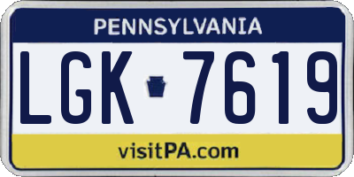 PA license plate LGK7619