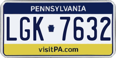 PA license plate LGK7632