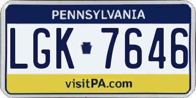 PA license plate LGK7646
