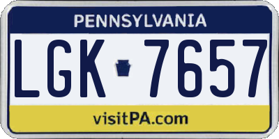 PA license plate LGK7657