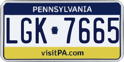 PA license plate LGK7665